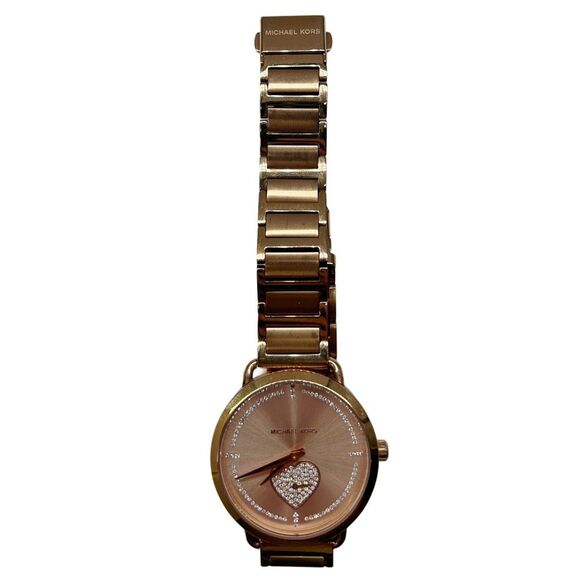 Michael Kors Portia Rose Gold Pink Heart Watch in Box 36mm - Picture 11 of 13